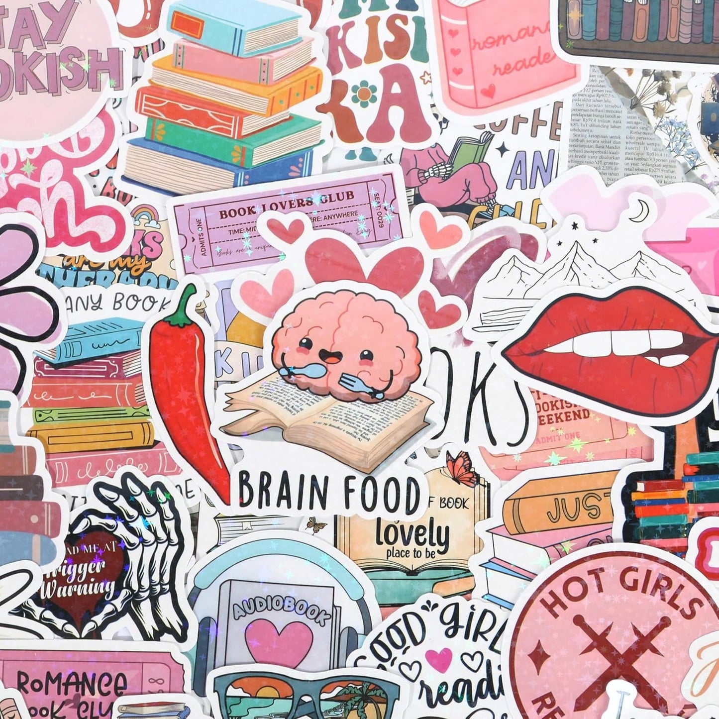 50 PCS Bookaholics Kindle Stickers Vinyl Stickers