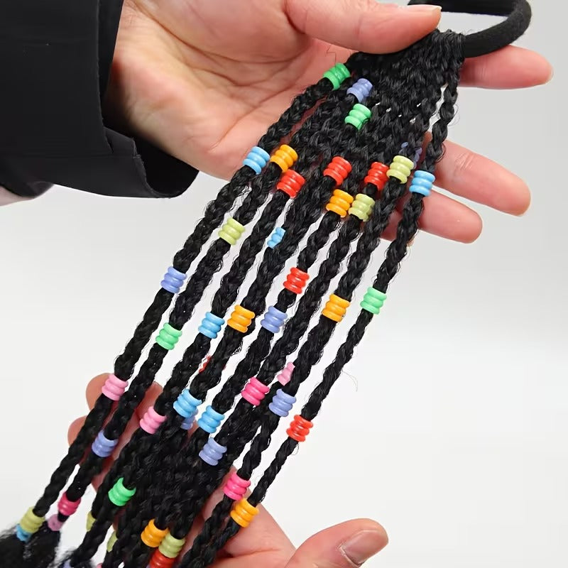 Ponytail Hair Extension with Colorful Beads