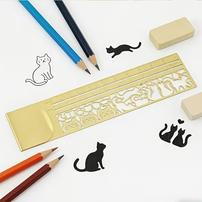 Cat-Shaped Hollow Ruler & bookmark