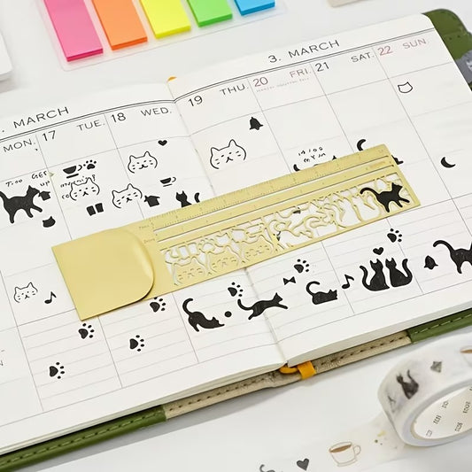 Cat-Shaped Hollow Ruler & bookmark