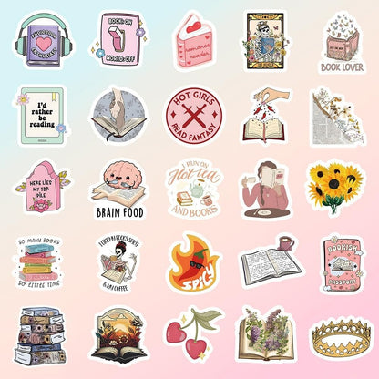 50 PCS Bookaholics Kindle Stickers Vinyl Stickers