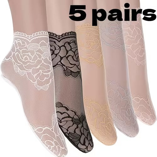 Fantasy Floral Sheer Ankle Socks