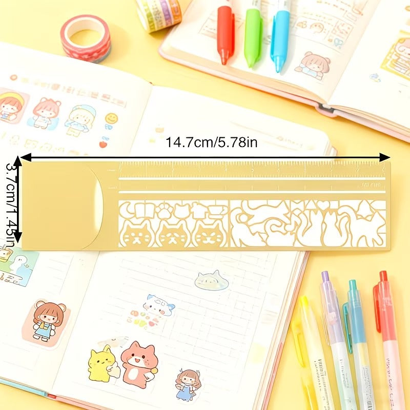Cat-Shaped Hollow Ruler & bookmark
