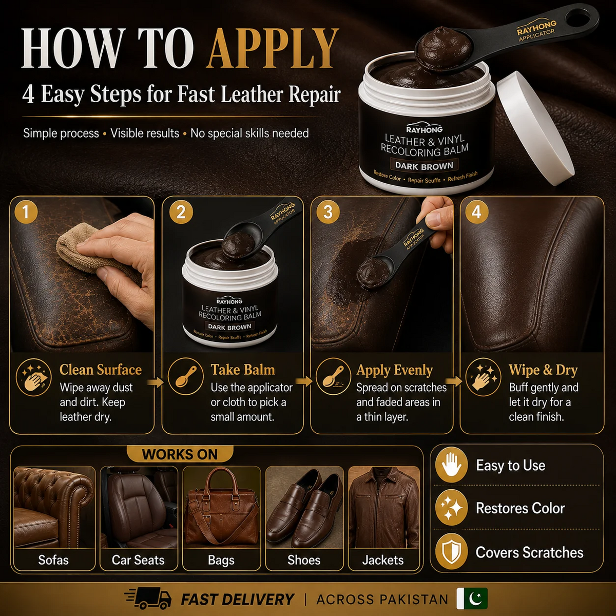 LEATHER REPAIR & RECOLORING BALM