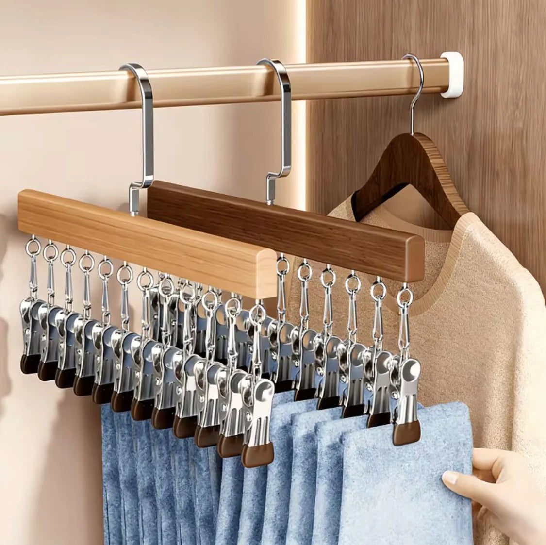 12 Clips Hanging Closet Organizer
