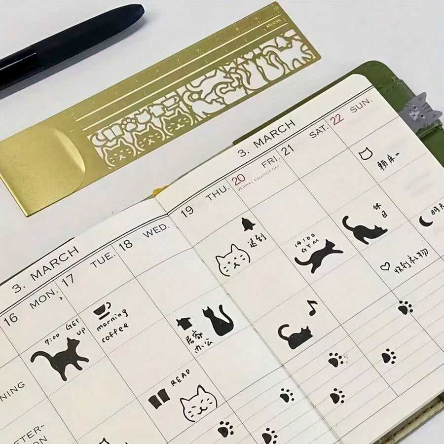 Cat-Shaped Hollow Ruler & bookmark