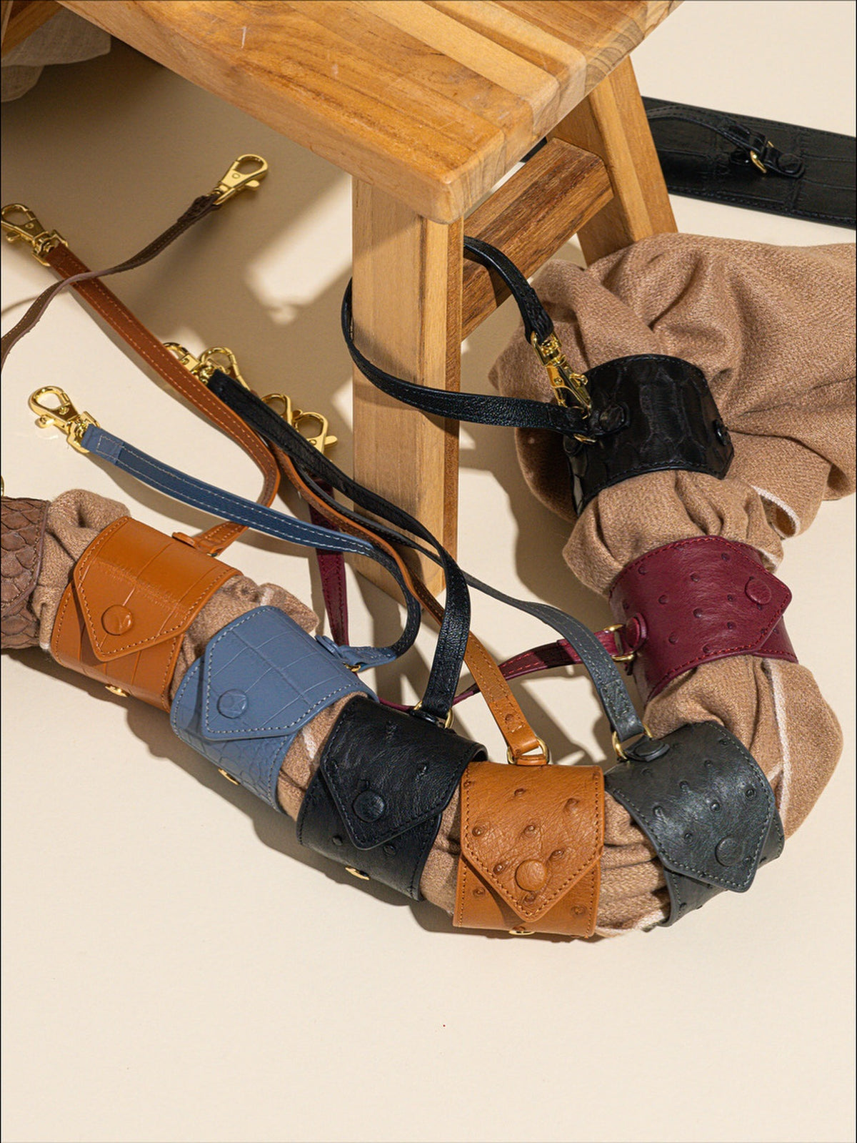Leather scarf holder