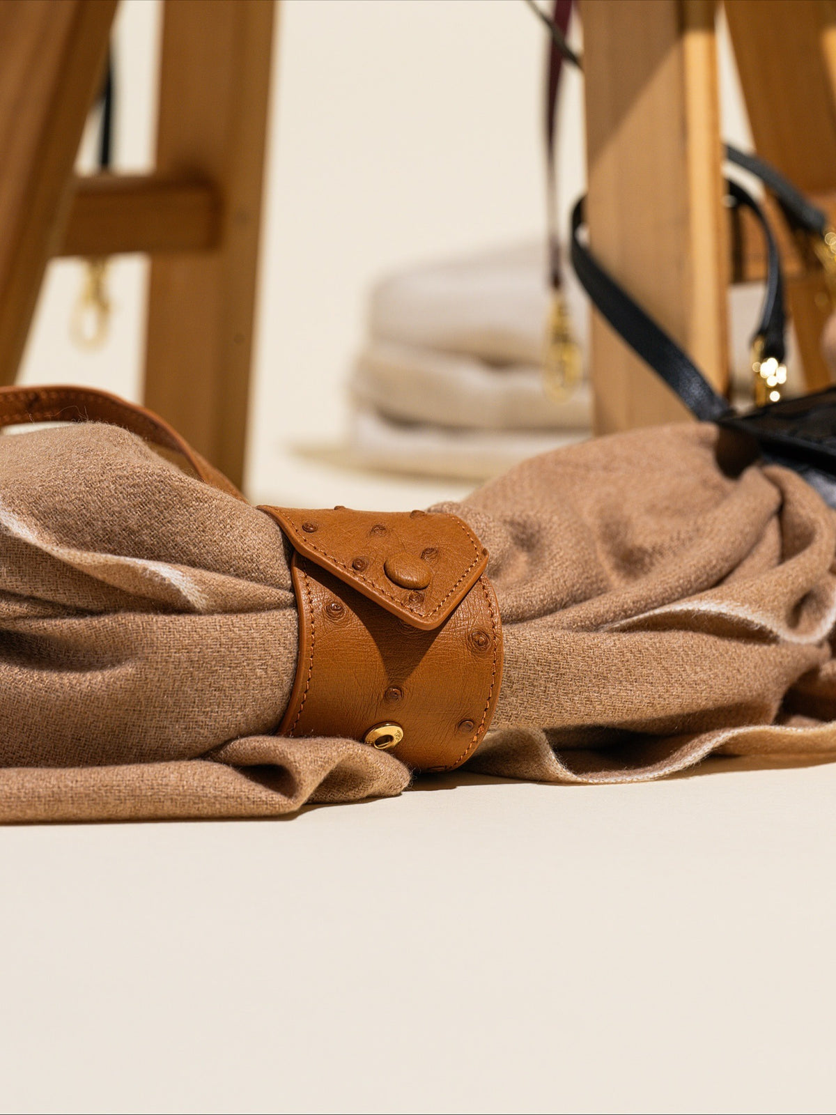 Leather scarf holder