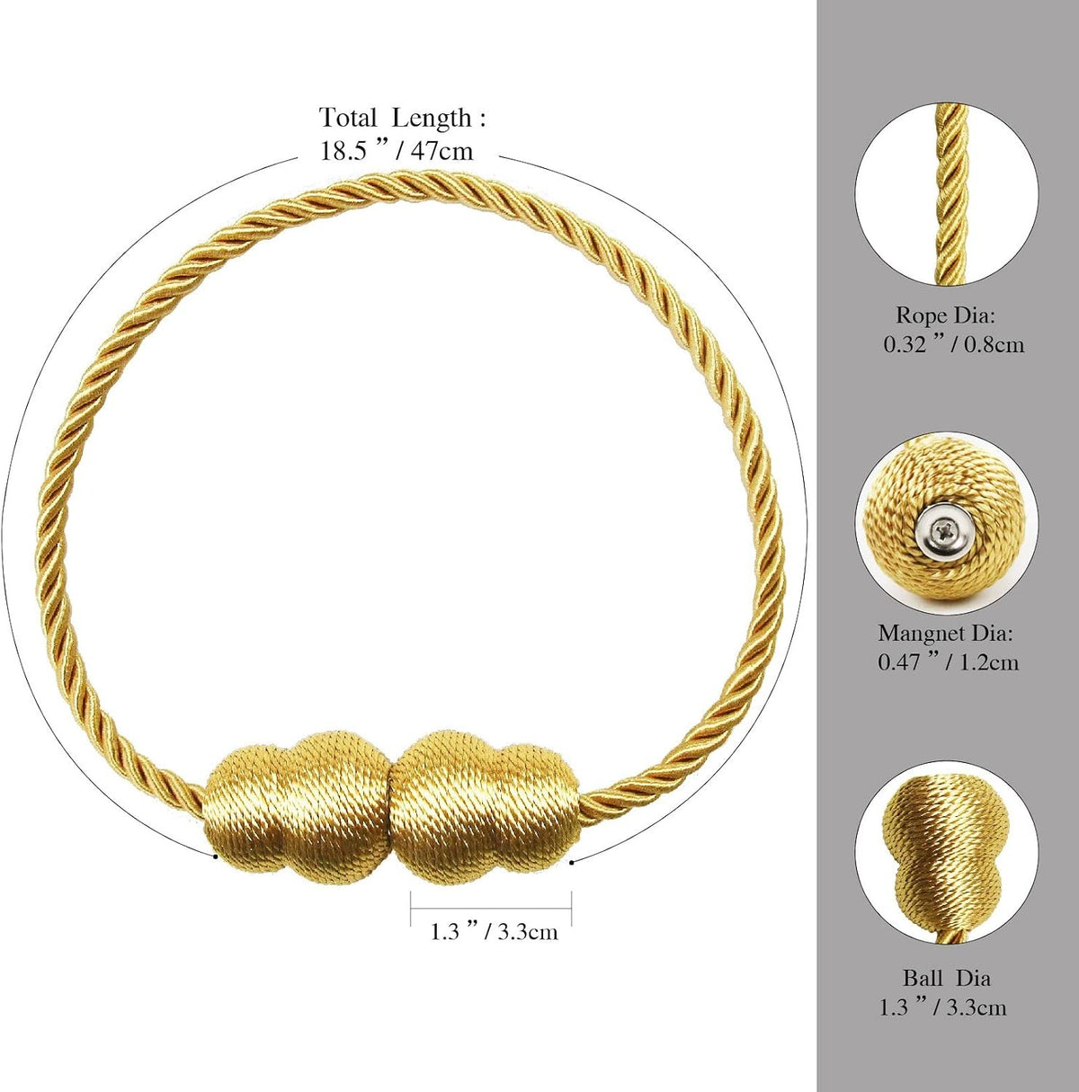 Magnetic Curtain Tiebacks Rope