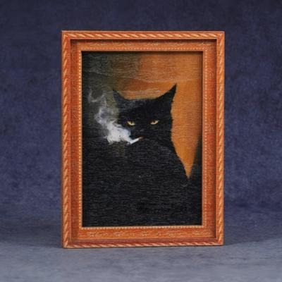 Wooden Rebellious Cat Smoking Art Print Fridge Magnets