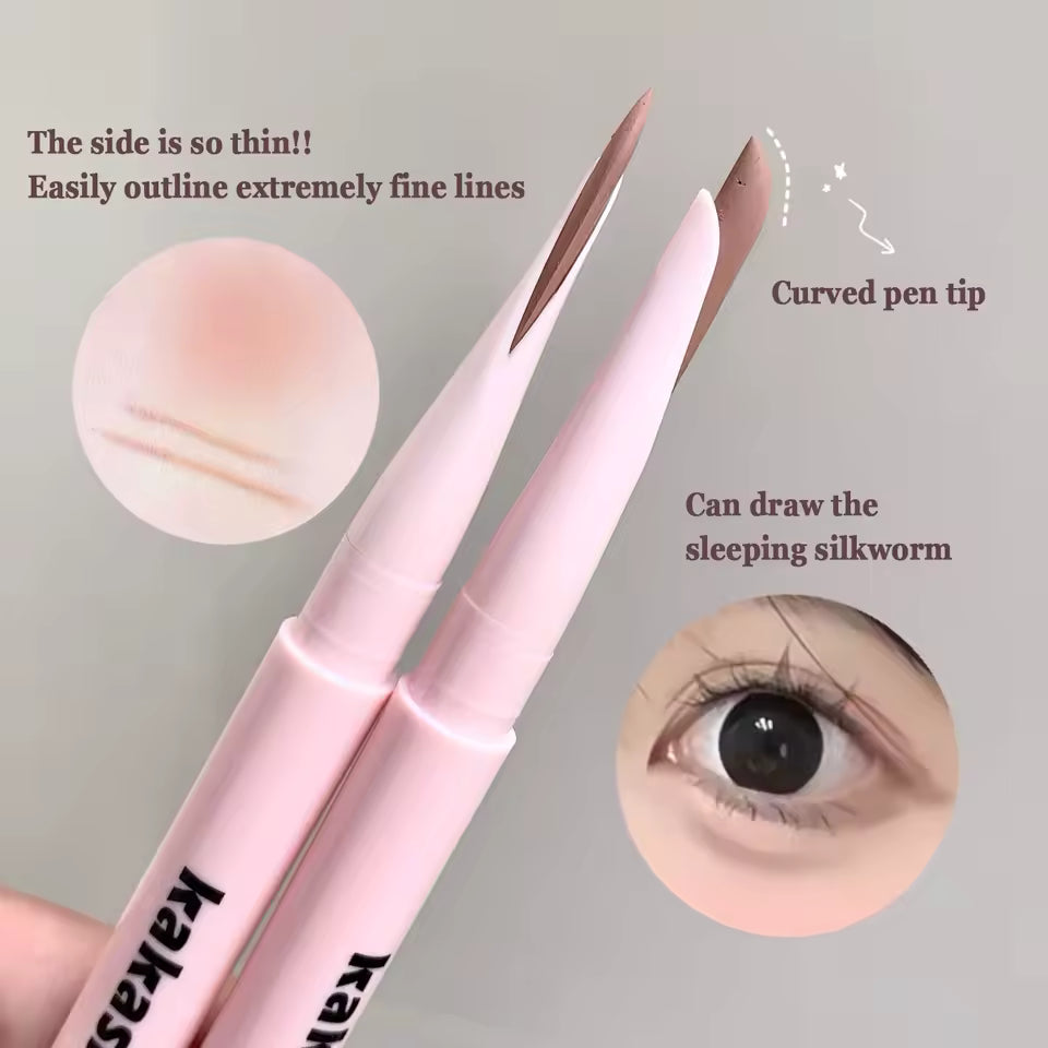 2-IN-1  Double-head Gel Blade Eyeliner Pencil Wit Silkworm Pen