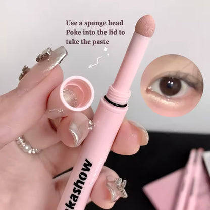 2-IN-1  Double-head Gel Blade Eyeliner Pencil Wit Silkworm Pen