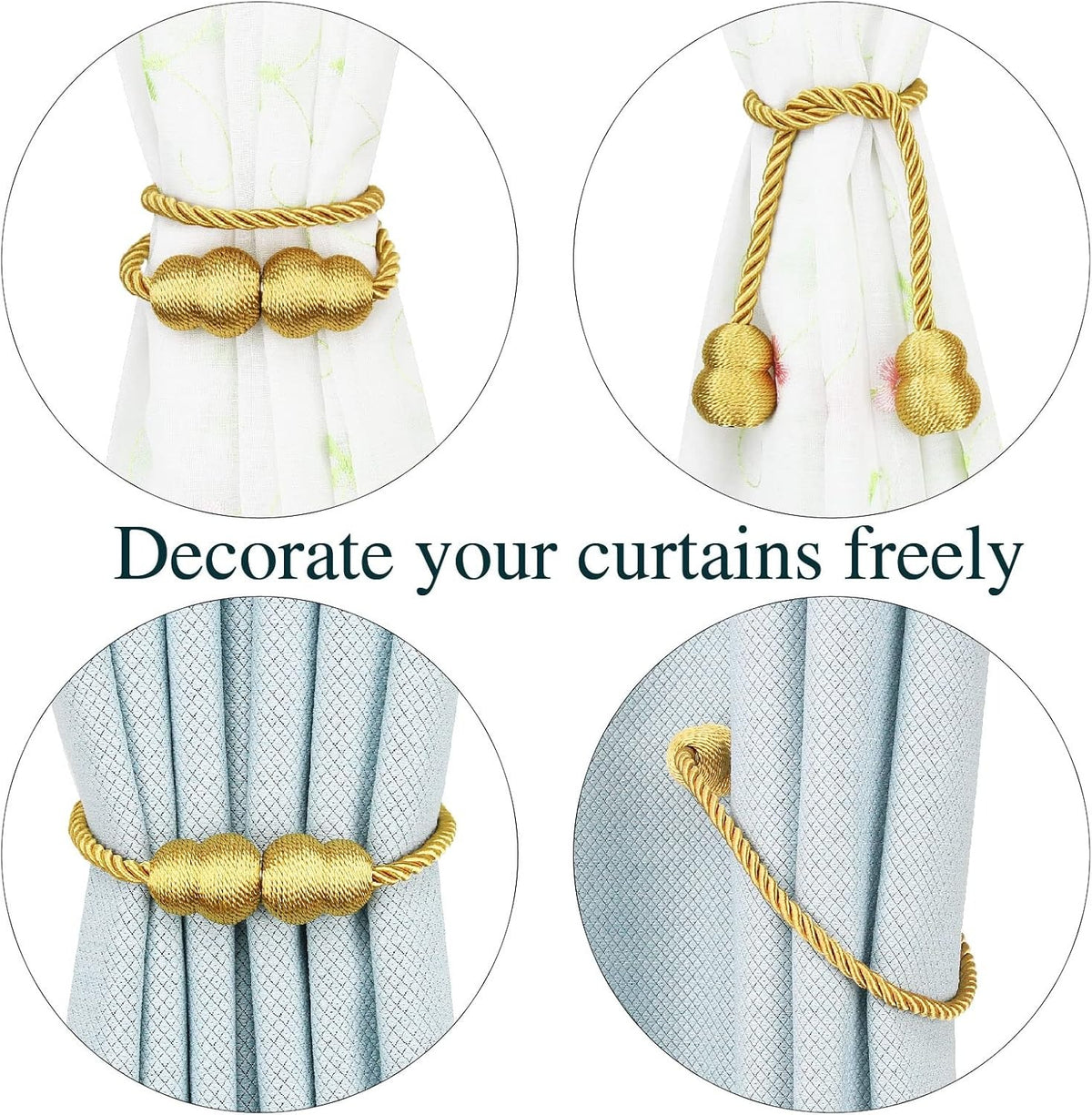 Magnetic Curtain Tiebacks Rope