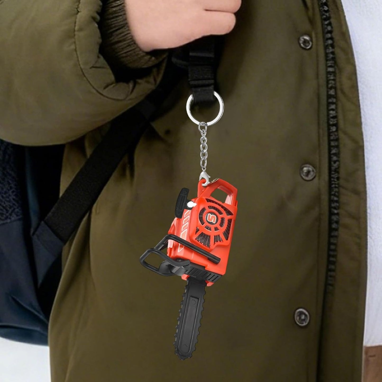 Pull Cord Mini Chainsaw Keychain