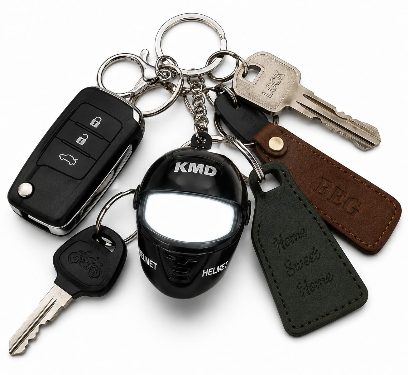 LED Helmet Keychain for Bike & Car Keys