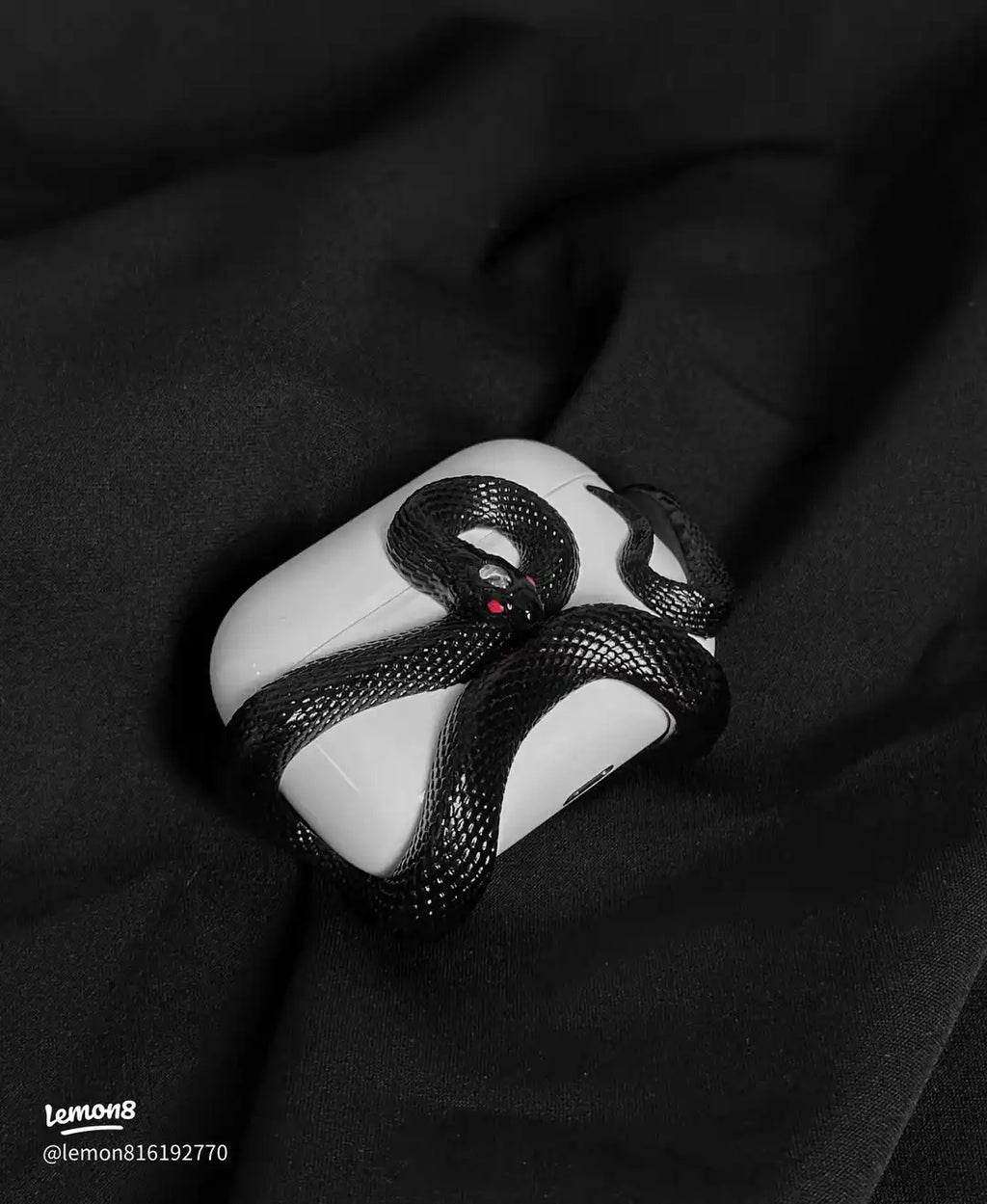 The Black Serpent Snake  Airpods Case