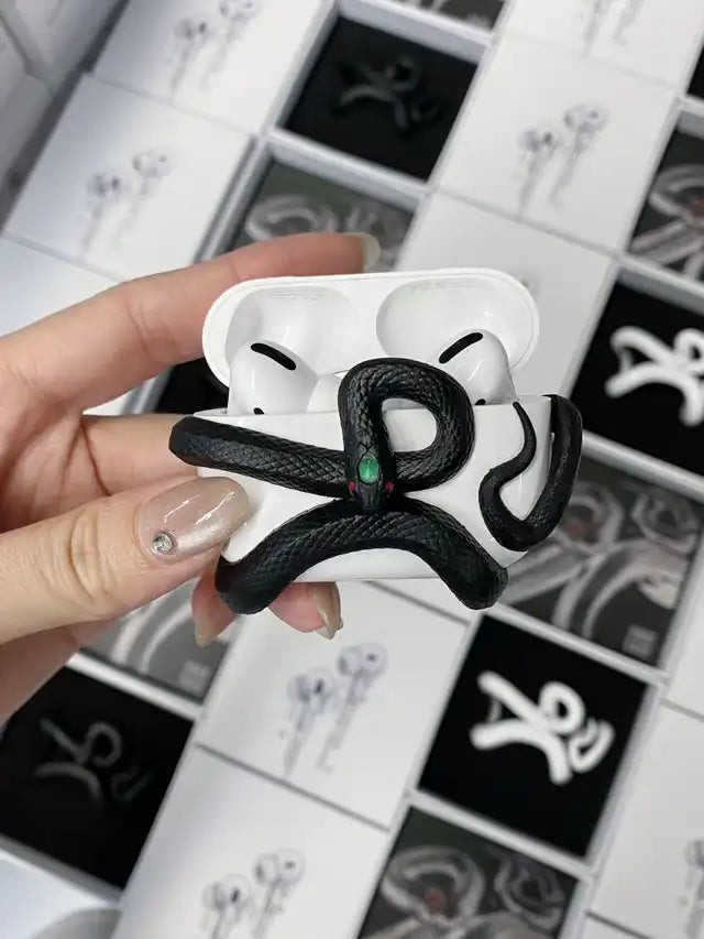 The Black Serpent Snake  Airpods Case