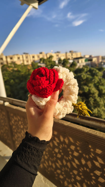 Handmade Crochet Red Rose & Jasmine Gajray