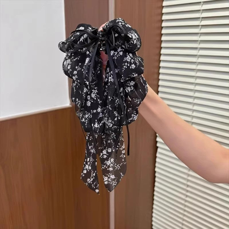 Ribbon Mesh Bow Hair Clamp Grab Clip