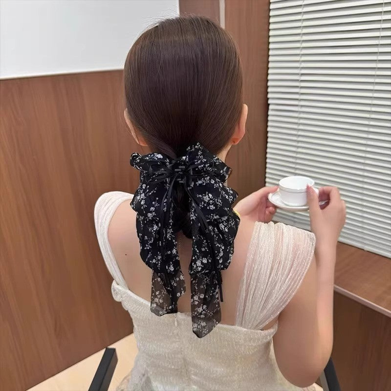 Ribbon Mesh Bow Hair Clamp Grab Clip