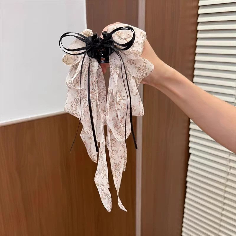 Ribbon Mesh Bow Hair Clamp Grab Clip