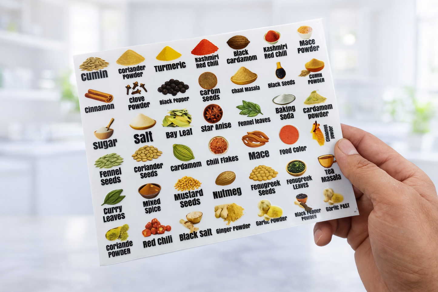 Waterproof Peppy Kitchen Spice Stickers