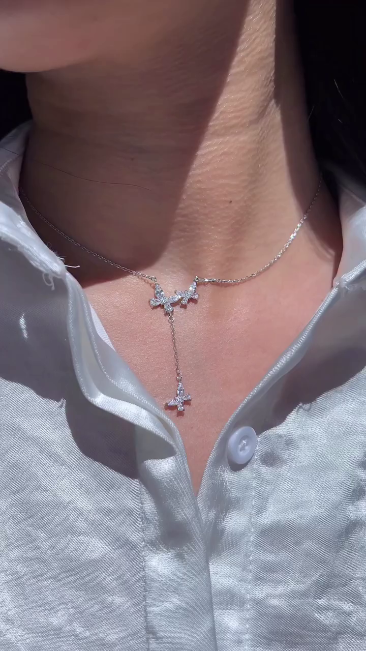 Crystal Butterfly Necklace & Butterfly Bracelet