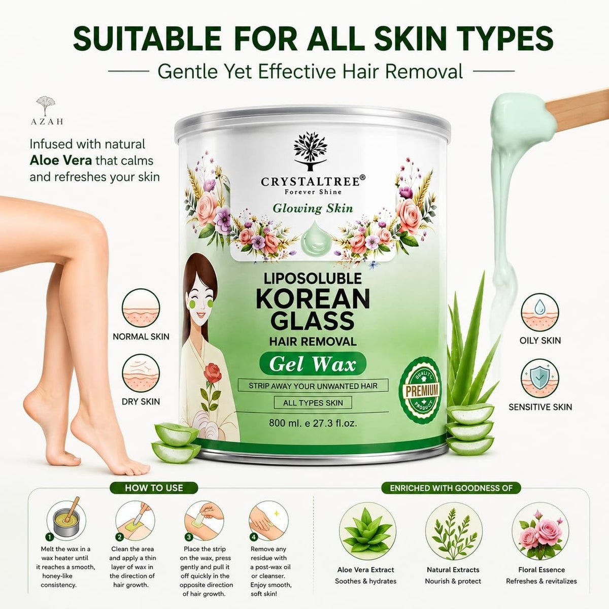 Korean glass hair removal gel wax