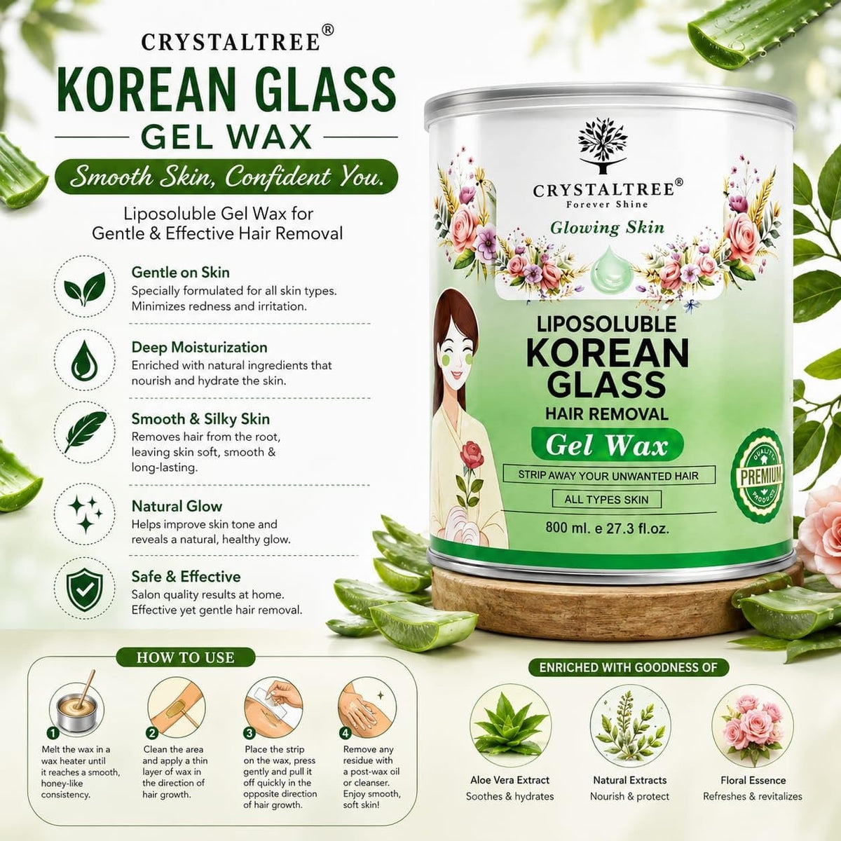Korean glass hair removal gel wax